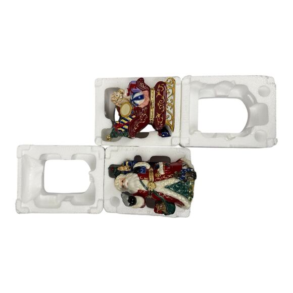 Traditions PORCELAIN CHRISTMAS SANTA & SLEIGH Decorative KEEPSAKE TRINKET BOX - Picture 12 of 16